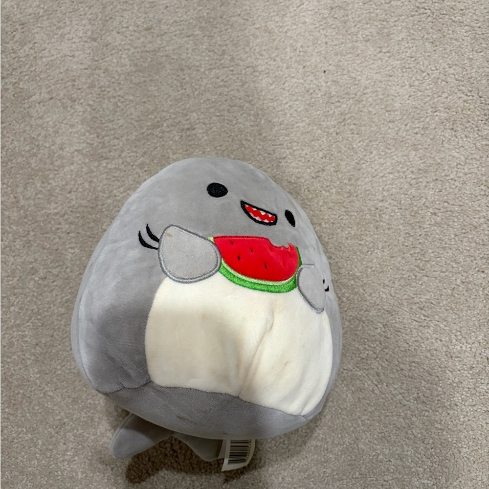 Squishmallows Gray and White Plush with Watermelon